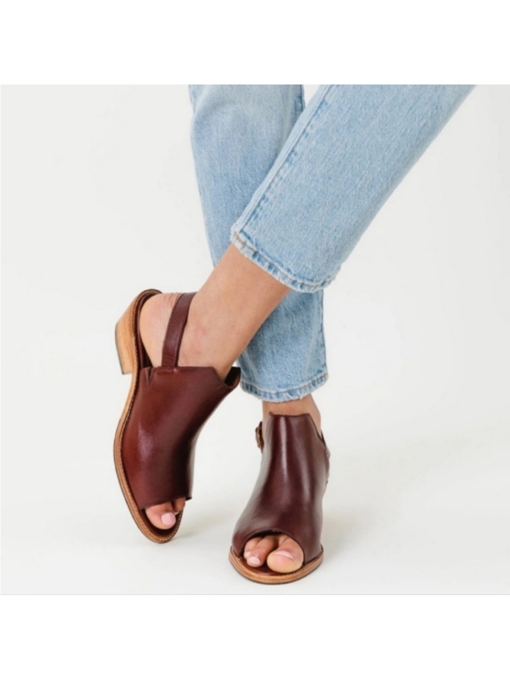 Portland Leather Goods Patina Open-Toe Slingback Slides 9
